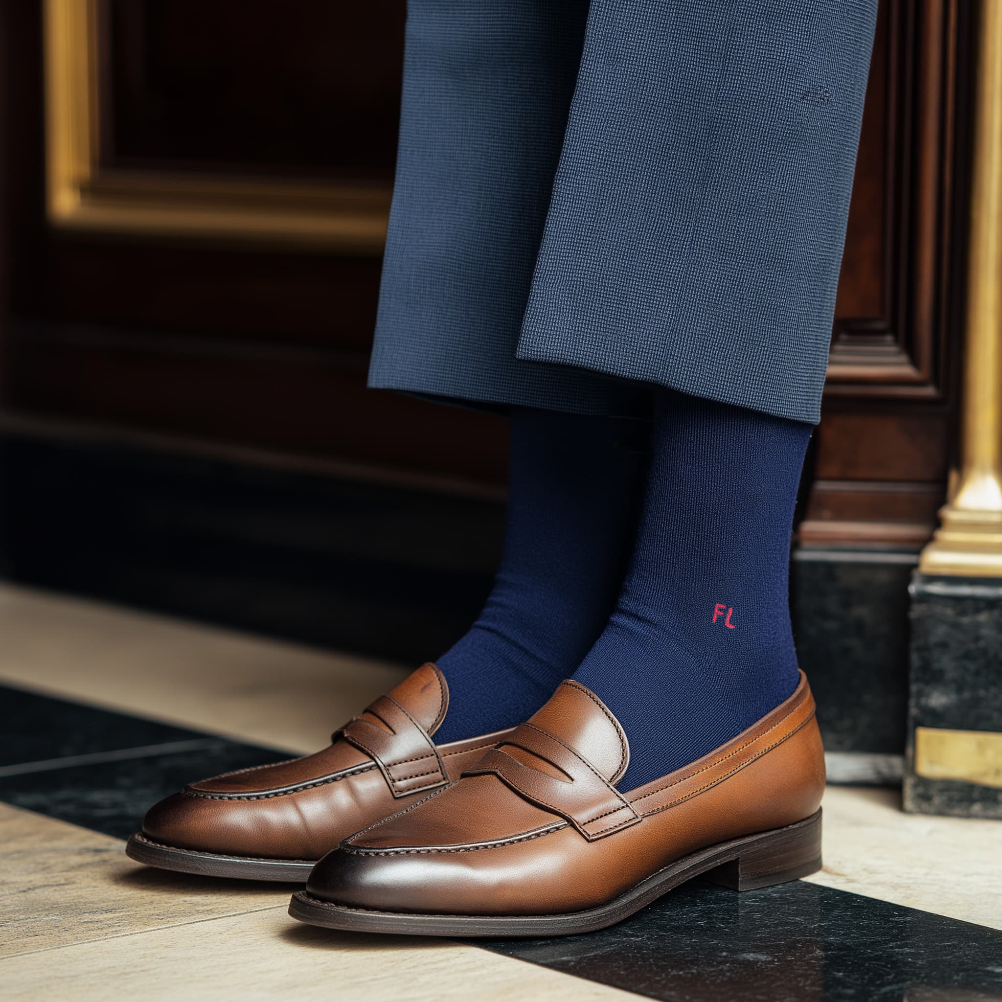 Dettaglio di una calza sartoriale Sozzi Milano